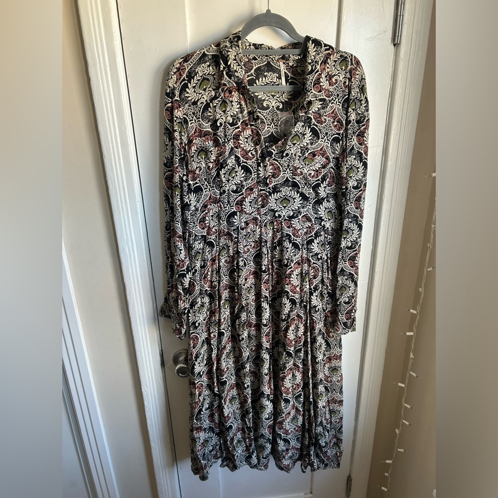Free People Collared Long-Sleeve Dress (L)